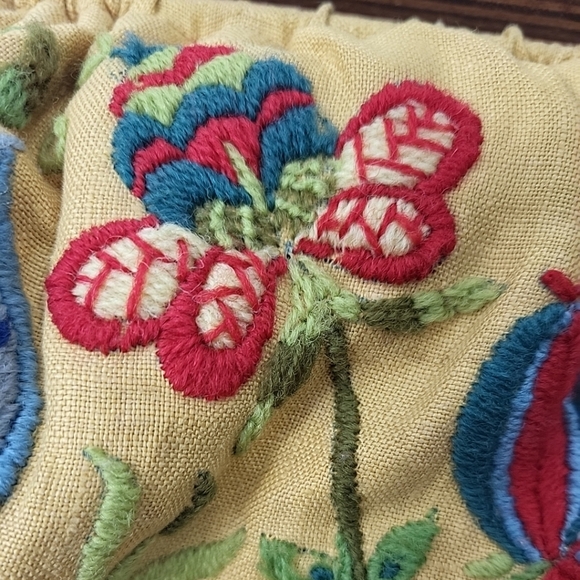 Womens Purse Wooden Handle Flower Embroidery Sewing Knitting Vintage Handbag - Picture 3 of 9